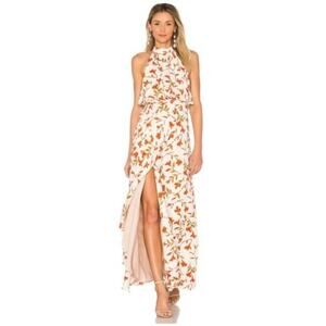 Lovers + Friends Golden Ray Maxi Flowy Dress In Palm Print Large Spring Wedding